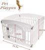 Pet Playpen Foldable Gate for Dogs Heavy Plastic Puppy Exercise Pen with Door Portable Indoor Outdoor Small Pets Fence Puppies Folding Cage 4 Panels M